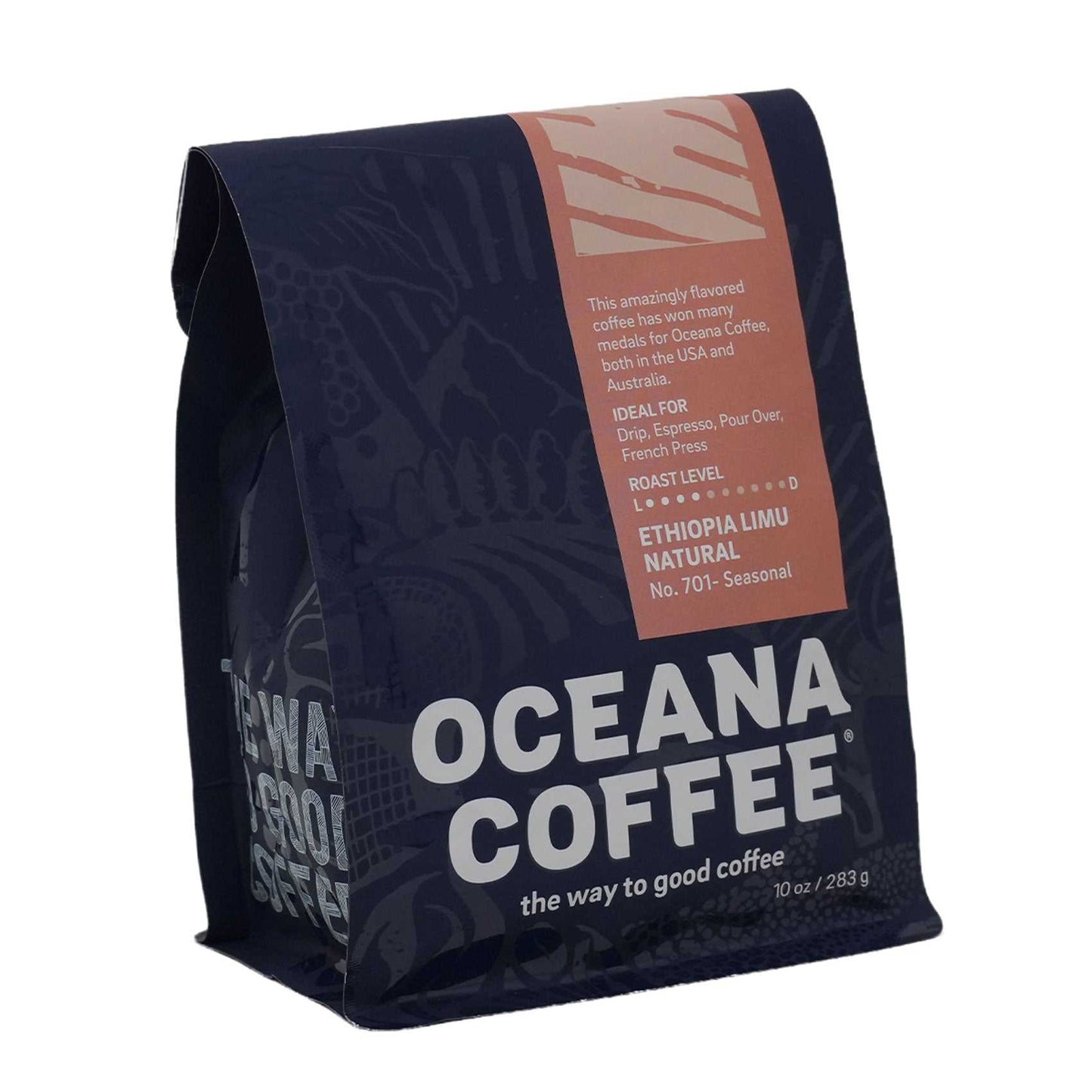 Ethiopia Limu Natural Process coffee beans with floral and fruity aroma, light medium roast