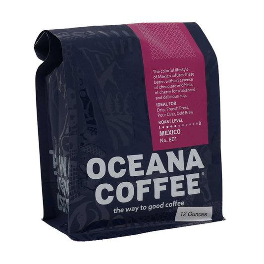 Bag of Mexico Chiapas medium roast coffee with nutty, sweet, and cinnamon aroma